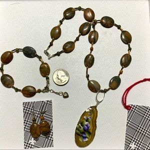 “Canyon Flower” Handcrafted Gemstone Necklace, Bracelet & Earring Set